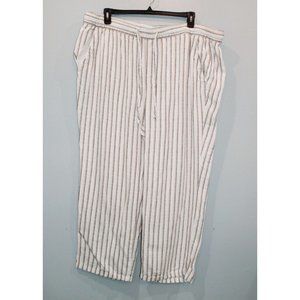 Old Navy Pants Women's Striped Neutral Linen Blend Pull On XXL Extra Extra Large